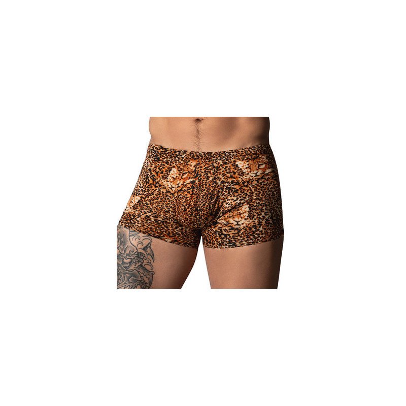 male power Boxer léopard Ring & Short Marron